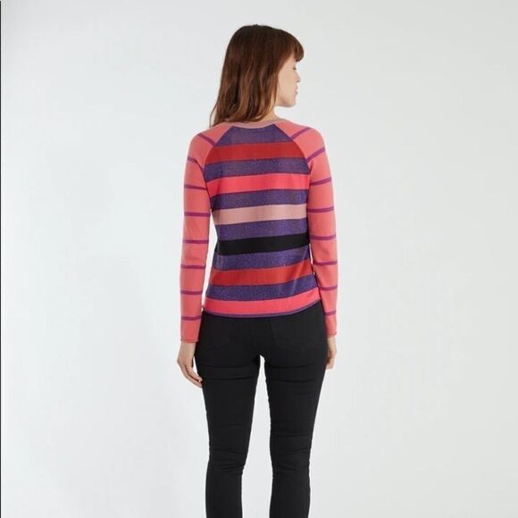 NWt Replica Los Angeles Super Stripe Rose Cotton Cashmere Multi Sweater Sz M - Picture 3 of 11